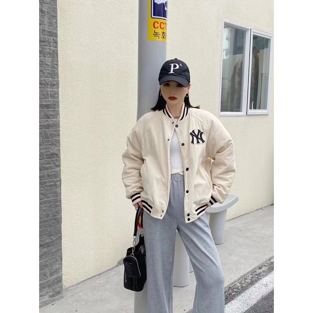 Áo Khoác Bomber MLB Vải Nhung Gân Full 3 Màu Siêu Hot