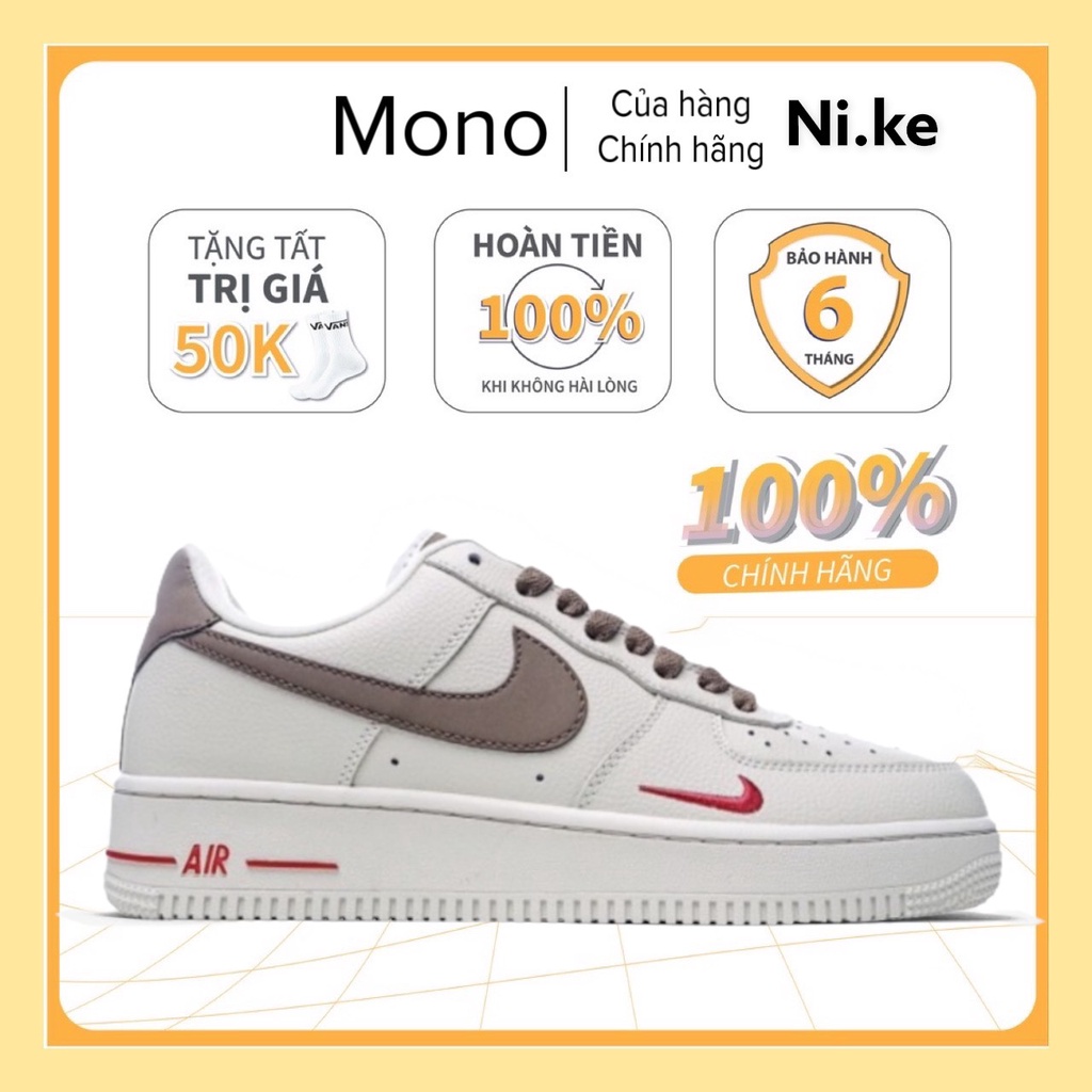 Giày _Nike Air Force 1 '07 White Black, AF1 Vệt nâu Bản S.Cấp Trung Cao Cấp Nhất Fullbox Phụ Kiện, Tặng Kèm Tất