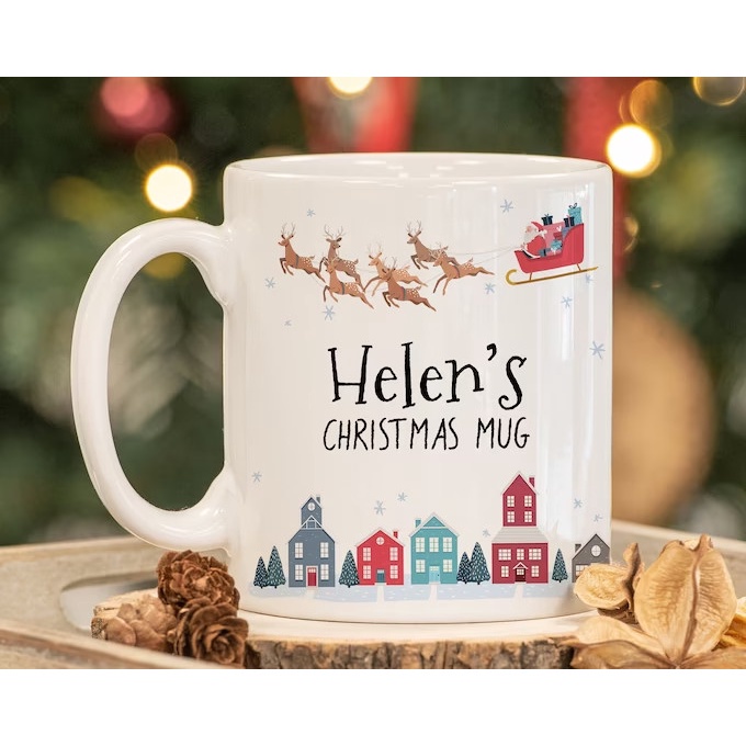 Ly cốc sứ in hình họa tiết giáng sinh, Merry Christmas - Cây thông noel