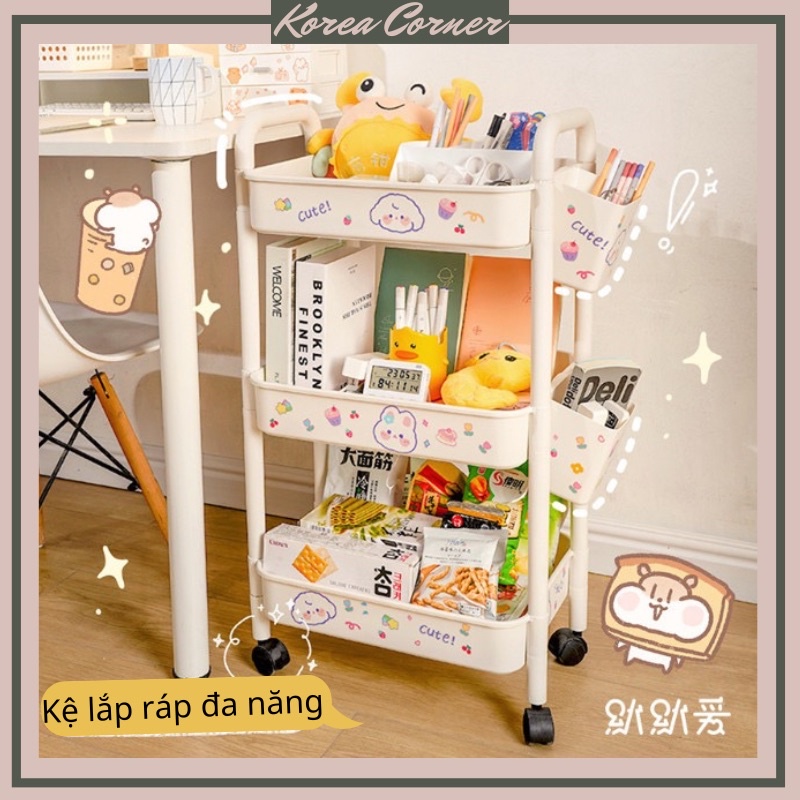 Kệ Nhiều Tầng Đựng Sách Vở, Kệ Đựng Đồ Ăn Vặt Có Bánh Xe Trang Trí Nhà Cửa