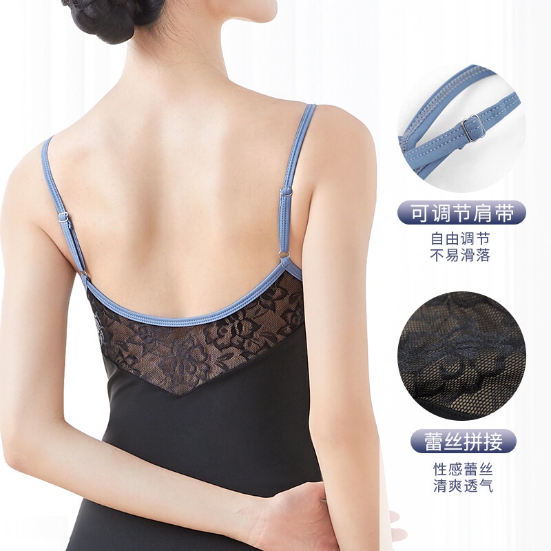 [M &amp; E] Bộ Áo Liền Quần Múa Ba Lê Hai Dây Phối Ren Dành Cho Nữ Tập Gym - * * -