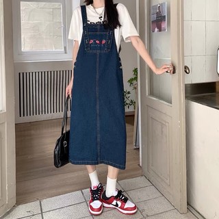 [ORDER] Đầm yếm jean demin bigsize thêu họa tiết thiết kế túi hộp dáng chữ A (có bigsize 50-100kg)