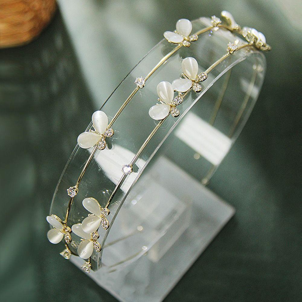 USNOW Cài Tóc Hình Vương Miện Đính Đá Opal Phong Cách Hàn Quốc Cho Nữ