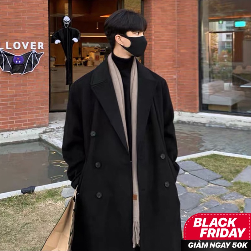 Mangto Dáng Dài Hàn Quốc, Áo Khoác Vest, Jacket Dạ Nam Mùa Đông 6 Cúc,Form Rộng, Dài Qua Gối KOREA SUIT | MT2