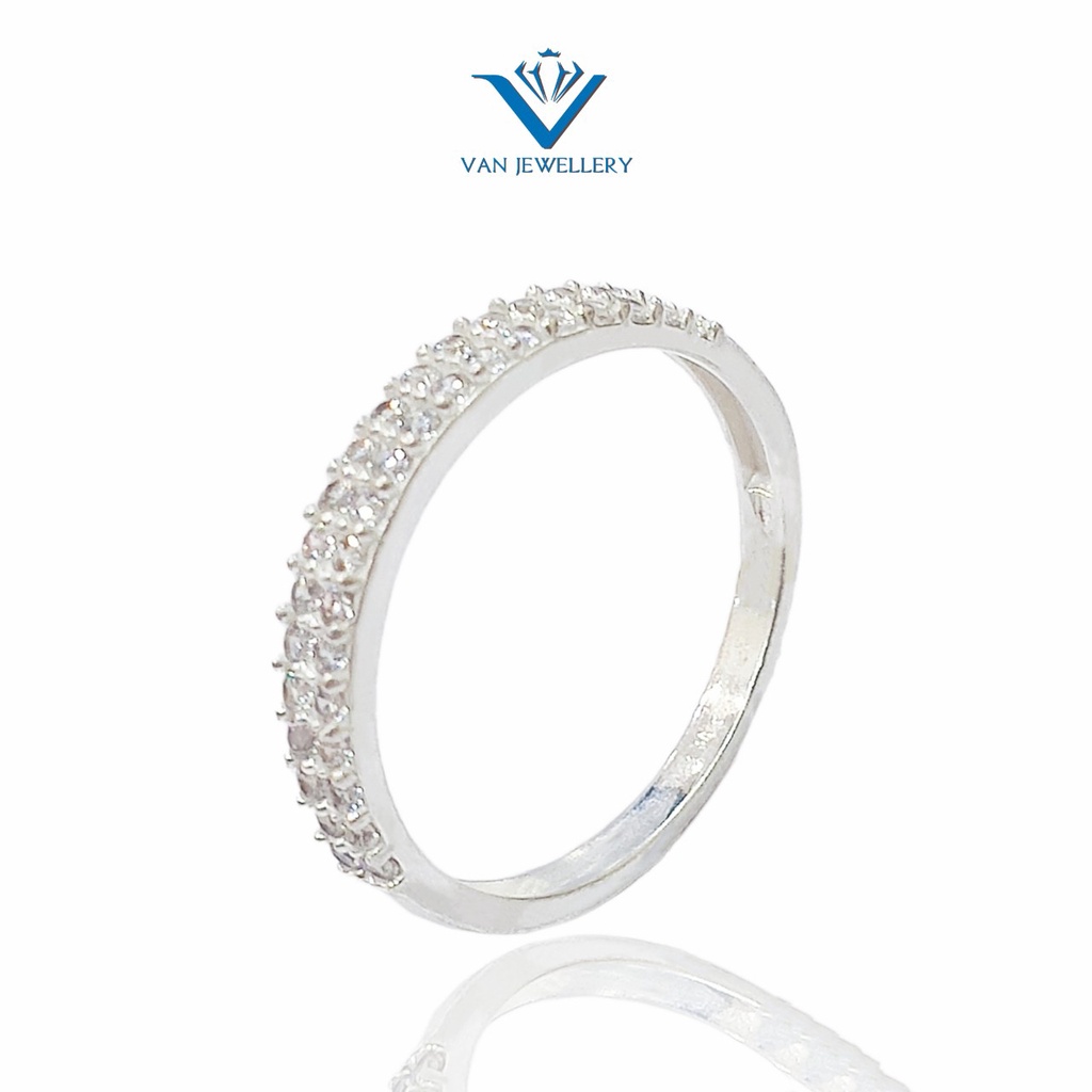 Nhẫn bạc Nhẫn 2 hàng đá Bạc ta Van Jewelry V10016 hai hàng đá