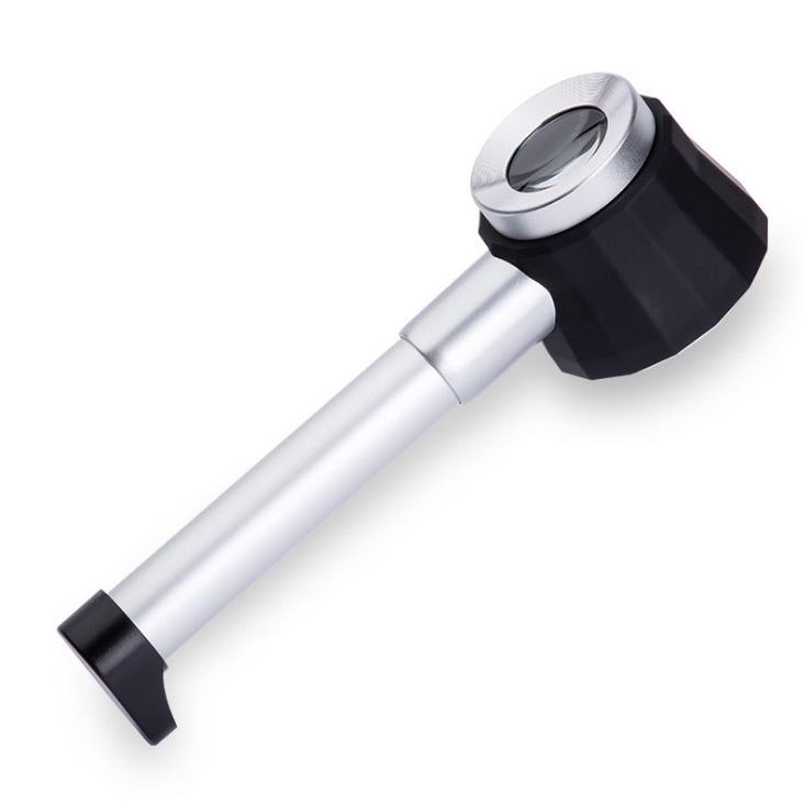 Kính lúp cầm tay 10X thấu kính 25mm có thước đo, có đèn Sz-3