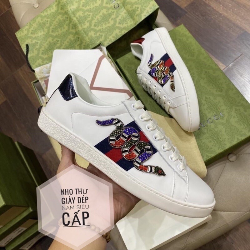 Gc rắn đá cao cấp , Giày sneaker nam nư rắn buộc dây trăng