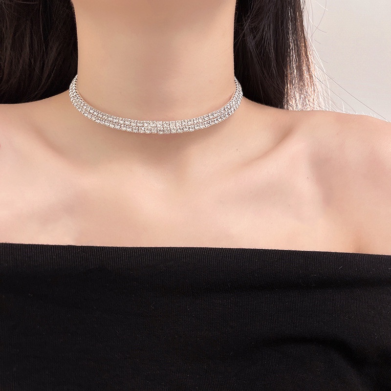 Vòng Cổ choker Nhiều Lớp Đính Đá Lấp Lánh Thời Trang Cho Nữ