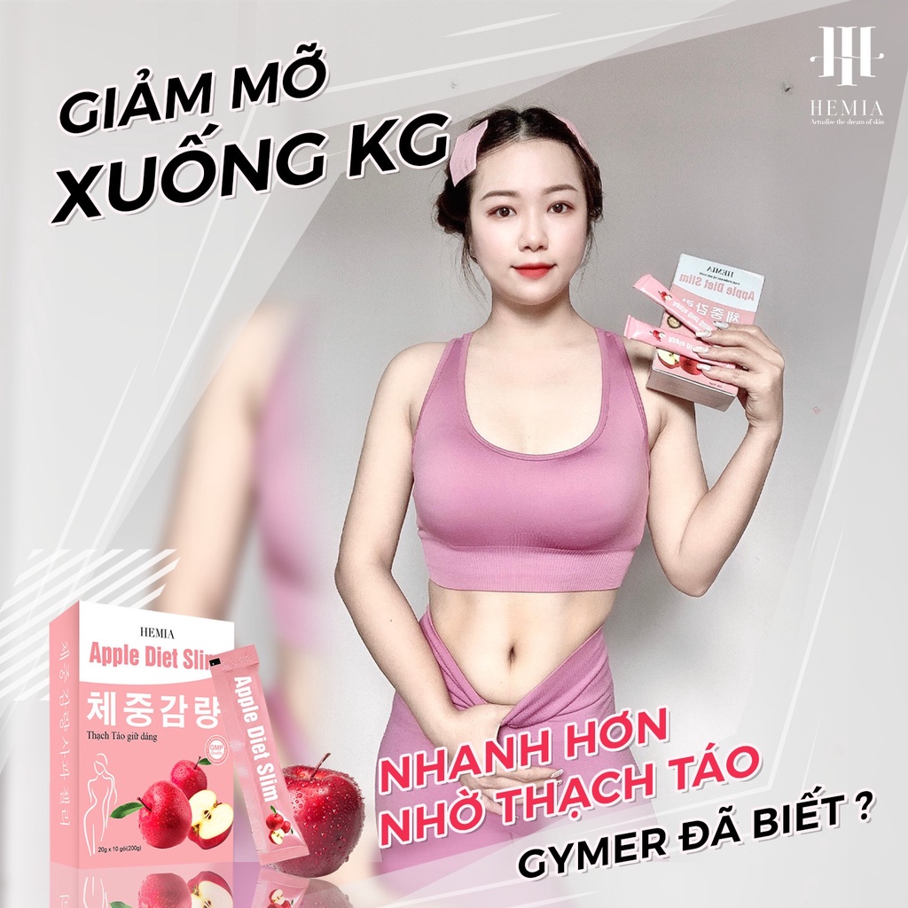 Thạch táo Hemia Hàn Quốc, 1 hộp 10 gói