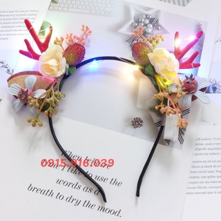 Cài tóc giáng sinh bờm tóc noel có đèn