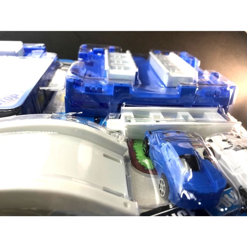 Đồ chơi Vỉ đường đua cảnh sát xếp hình bãi đậu xe lắp ráp nhựa tốt, sắc nét, quà tặng bé trai cực ngầu
