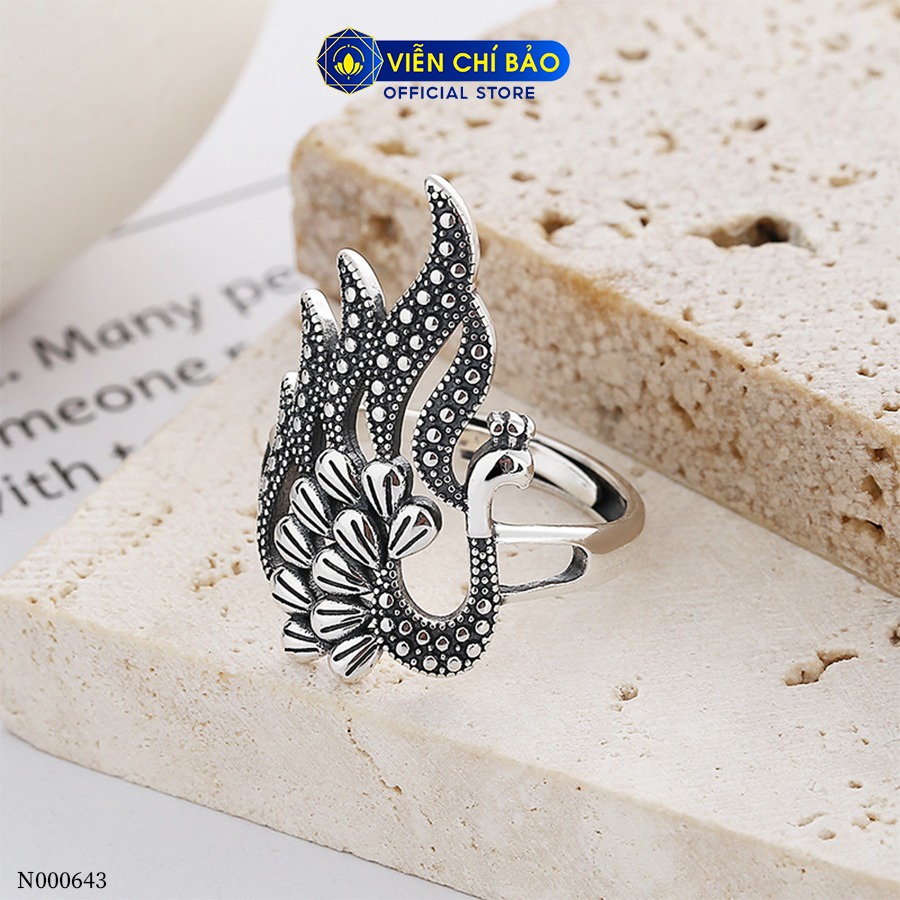 Nhẫn khổng tước chất liệu bạc Thái 925 thời trang phụ kiện trang sức nữ Viễn Chí Bảo N000643