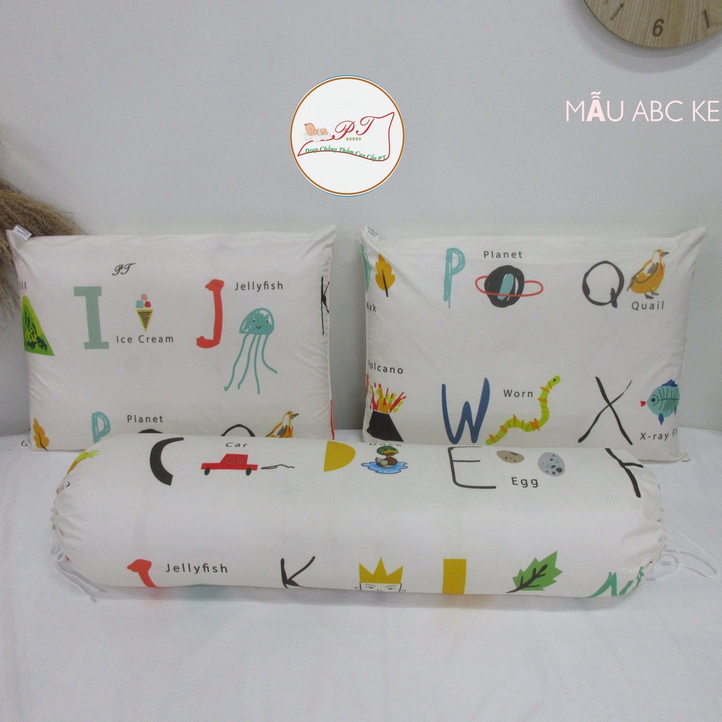 Bộ ga chống thấm PT chính hãng kèm vỏ gối, chất liệu thun lụa Organic cao cấp bé tè lau là sạch (Mẫu ABC Kem)