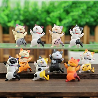 Set 10 mô hình mèo ú òa xoay mặt dễ thương trang trí bàn học, tủ sách