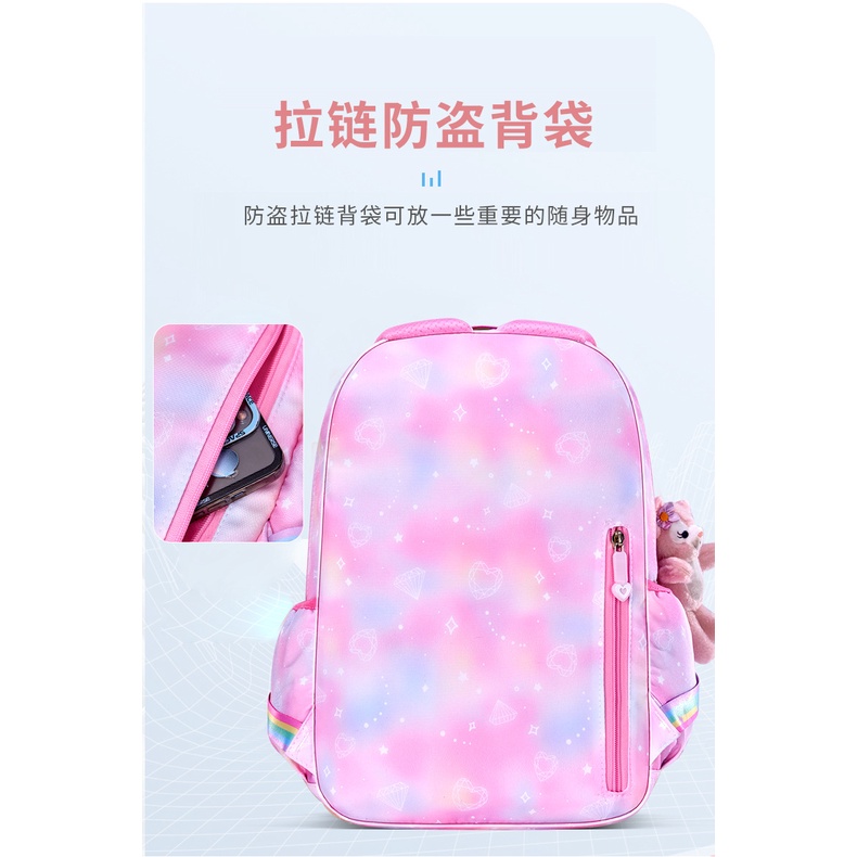 Balo nữ đi học cặp sách cho bé gái cấp 1, cấp 2 siêu nhẹ, thoáng khí, màu sắc dễ thương tặng kèm móc khóa E1315