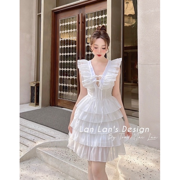 Đầm tơ tầng tay tiên- 3 màu