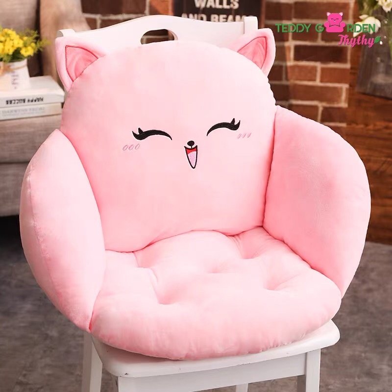Đệm ngồi lót ghế sofa hình gấu bông gối nệm tựa lưng Teddy Garden Thythy kích thước người lớn 40-45cm
