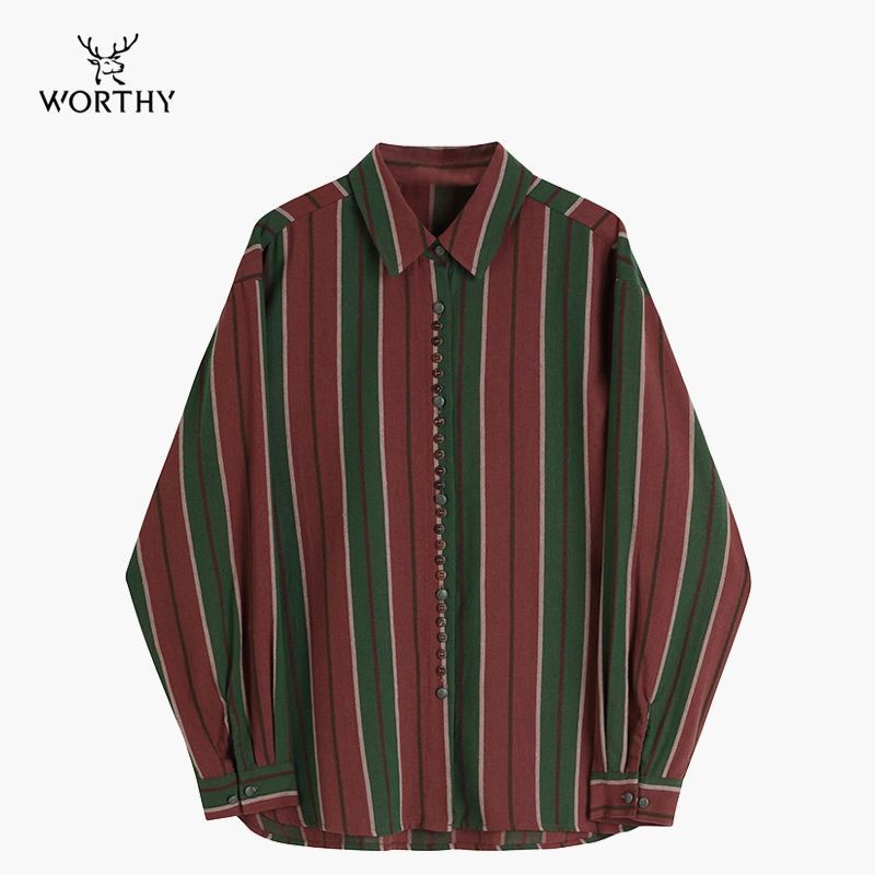 Áo Sơ Mi Dáng Rộng Họa Tiết Kẻ Sọc Phong Cách Anh Quốc Cổ Điển Thời Trang Xuân Thu 2022 Mới Cho Nữ