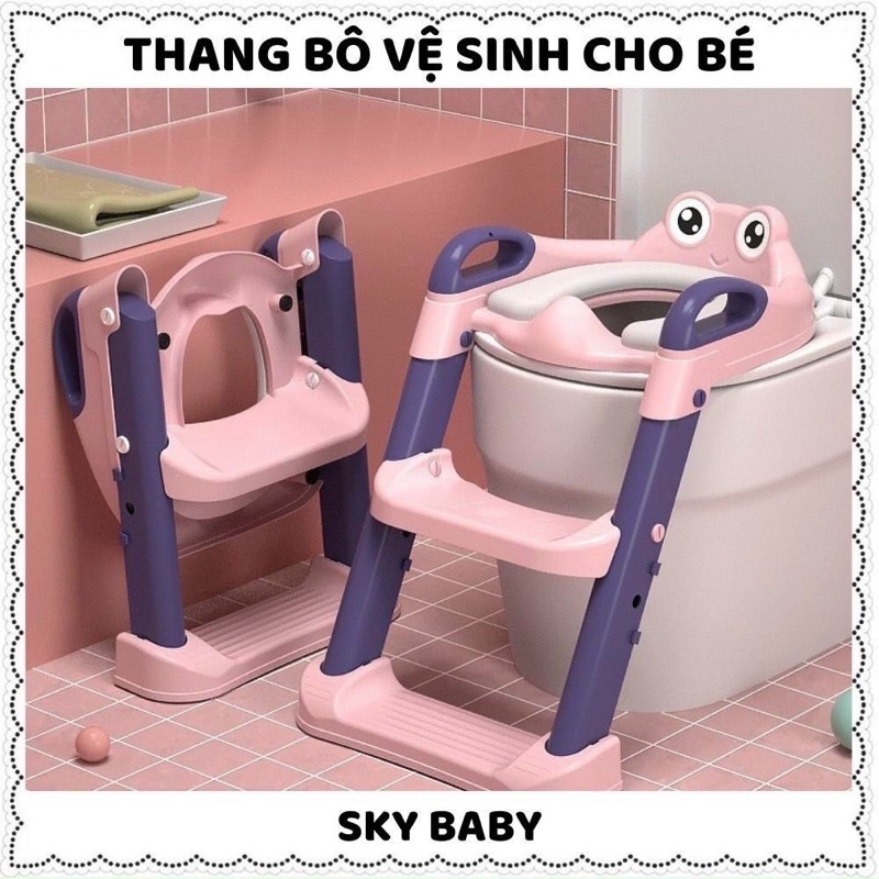 bệ thu nhỏ bồn cầu , Thang bô đi vệ sinh gấp ngọn tiện lợi cho bé