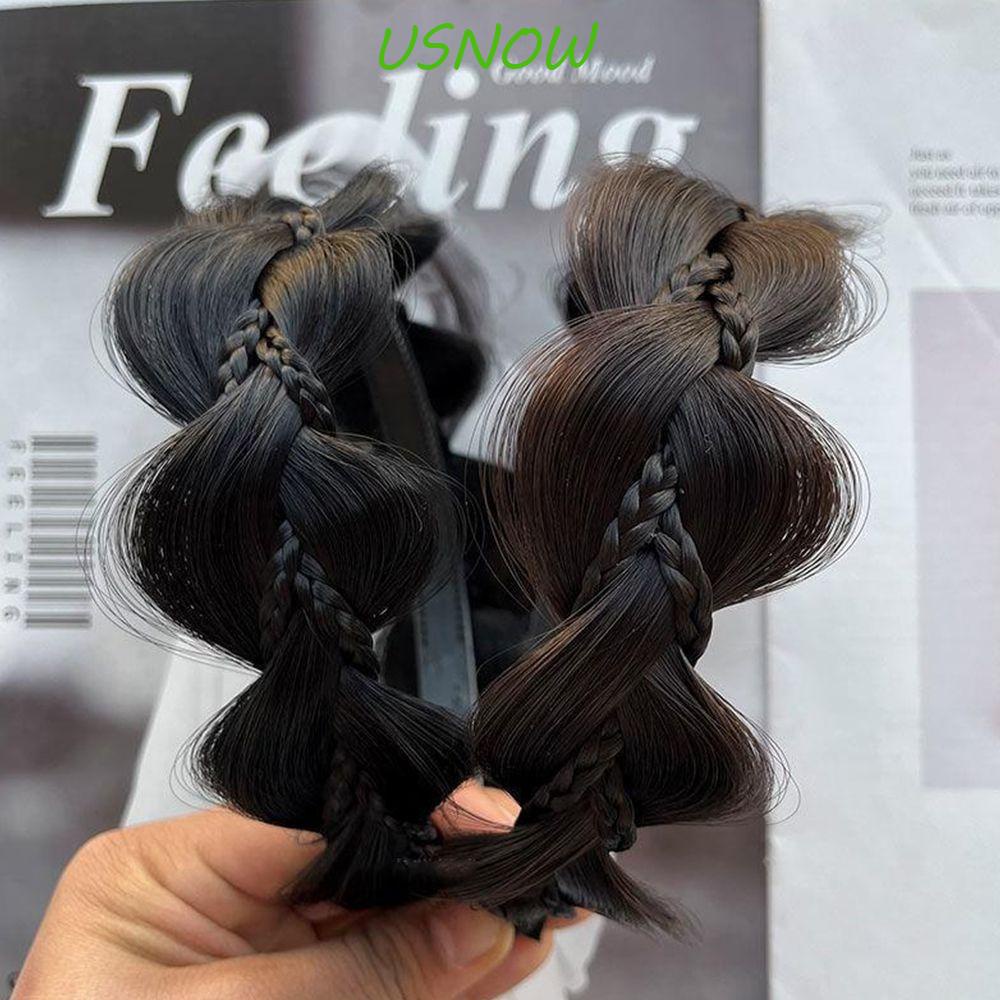 Băng Đô Dạng Tóc Giả Thắt Bím Bản Rộng Chống Trượt Dễ Thương Cho Nữ