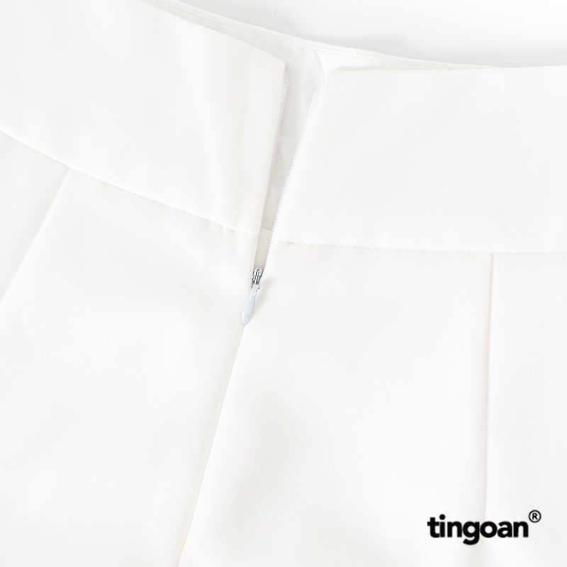 TINGOAN® - Quần shorts cạp cao tafta đính cúc gấu trắng NO PHOTO SHORTS/WH