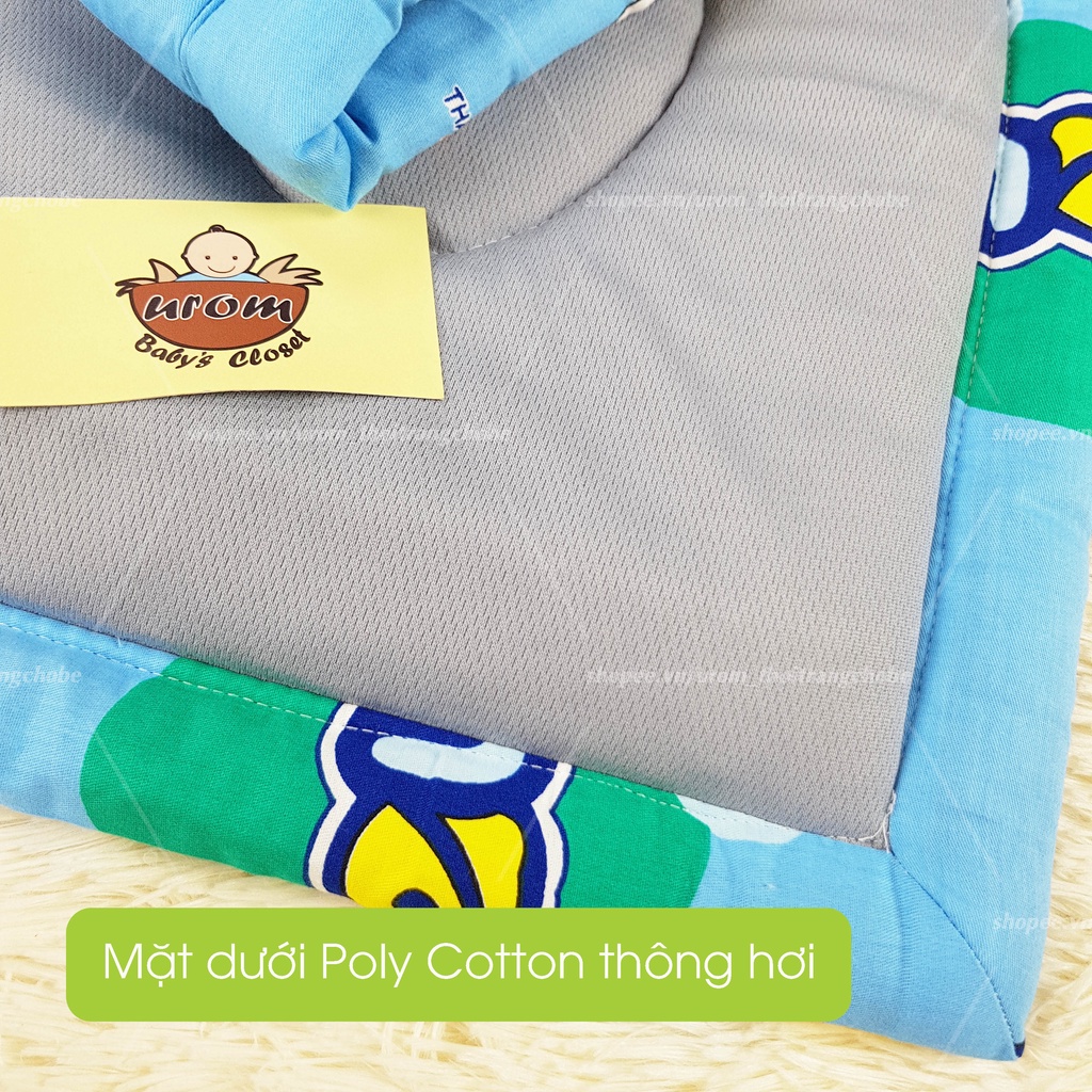 Nệm cho bé sơ sinh lót nôi chần bông gòn Micro Fiber Polyester vải Cotton Thắng Lợi 62x82cm họa tiết hoạt hình trẻ em