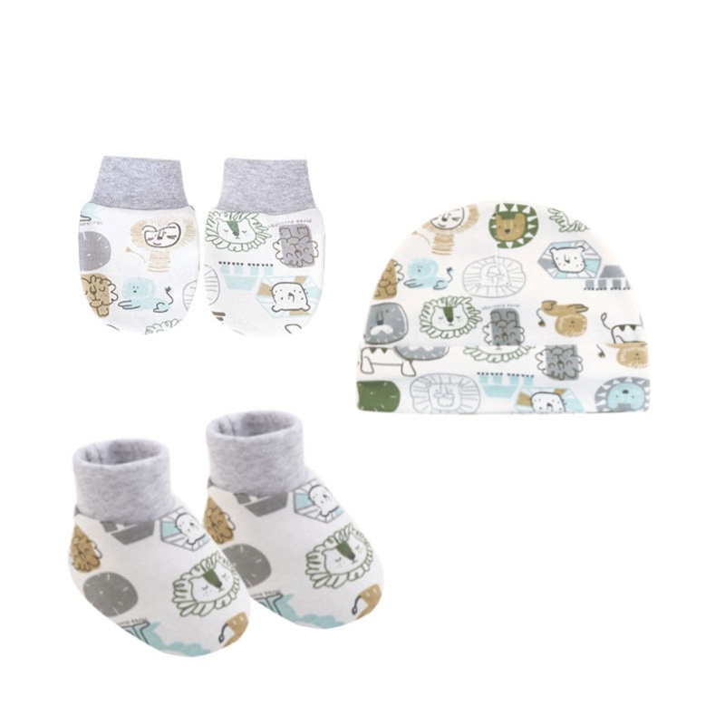 Bộ Vỏ Bọc Chân + Găng Tay + Mũ Bằng Cotton Chống Xước Tiện Dụng Cho Bé Trai / Gái