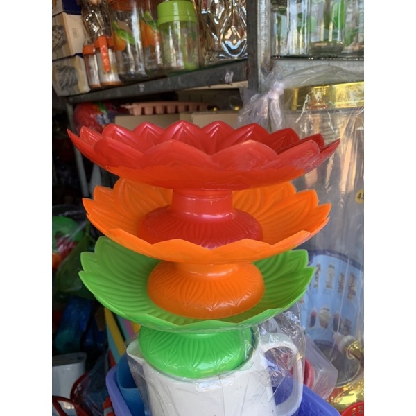 Dĩa cúng trái cây nhựa hình hoa sen 🪷 - thờ cúng trái cây - để trái cây trang SIZE 21CM