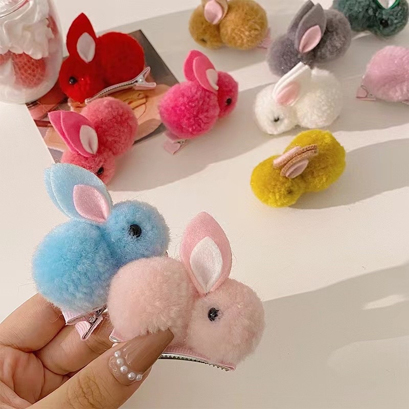 Kẹp tóc dây buộc tóc tai thỏ 3 chiều cho bé gái phụ kiện cho trẻ em xinh xắn dễ thương phong cách Hàn Quốc