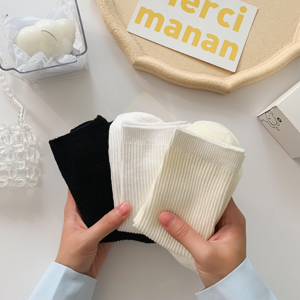 Vớ Len Màu Trơn Họa Tiết Sọc Caro Phong Cách Nhật Bản Thời Trang Mùa Hè Cho Nữ JP5