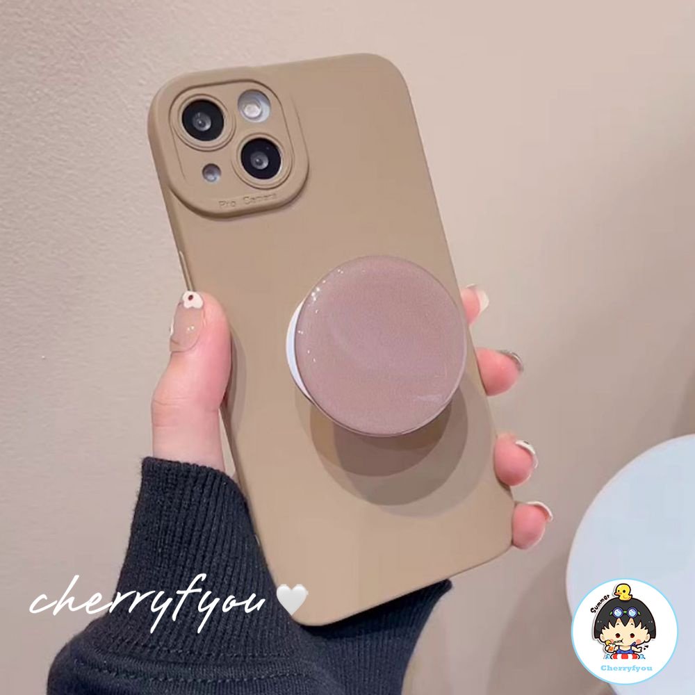 Ốp Điện Thoại TPU Mềm Nhám Màu Trơn Chống Rơi Chống Trượt Có Giá Đỡ Cho IPhone 11 12 13 14 Pro Max