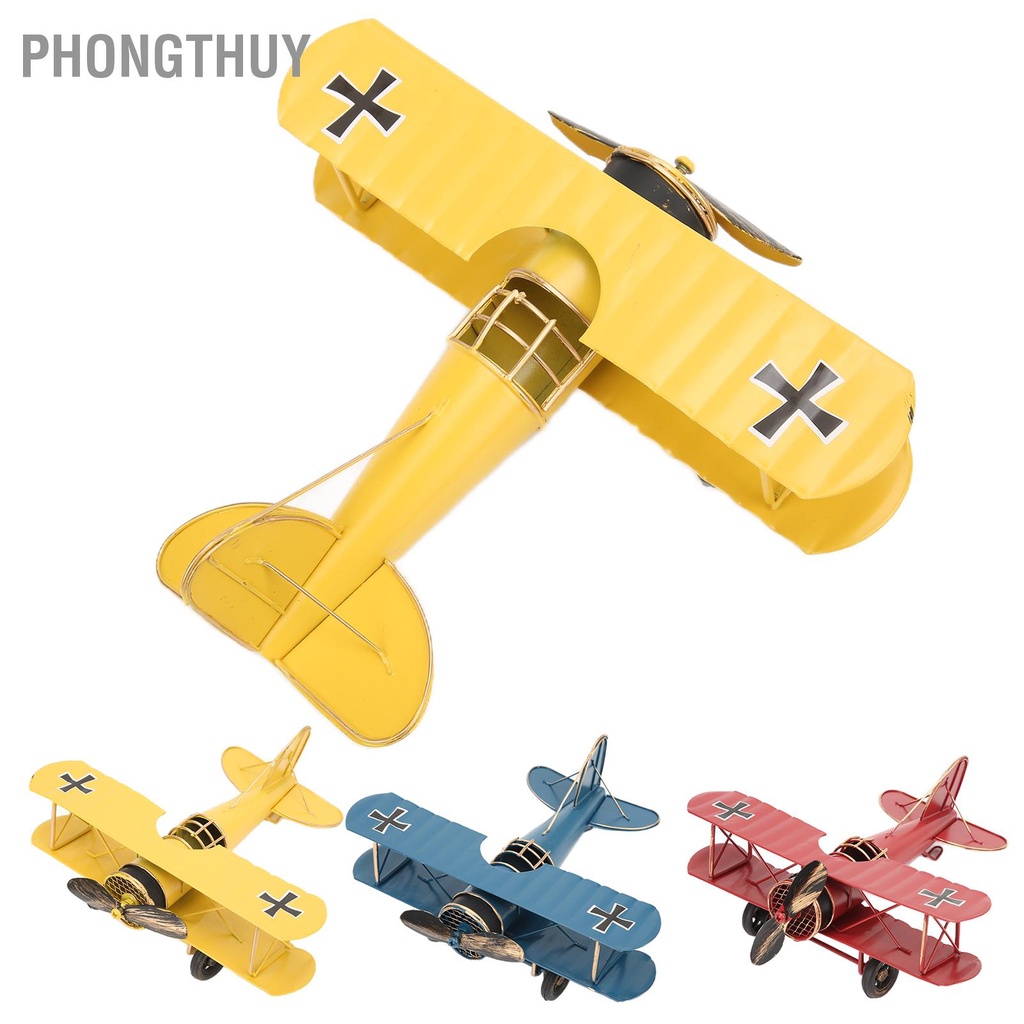 Mô Hình Máy Bay Bằng Sắt Phong Cách Retro Tinh Tế Vintage Thủ Công Trang Trí Nhà Cửa Quán Cà Phê