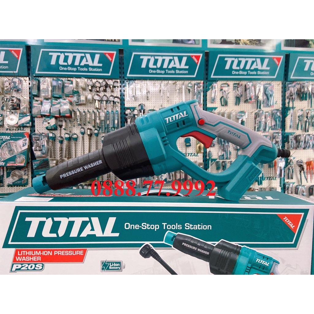 Máy xịt rửa dùng pin Lithium 20V Total TPWLI2008, máy rửa xe áp suất tối đa 24,8Bar, hệ thống tự động ngắt - chính hãng