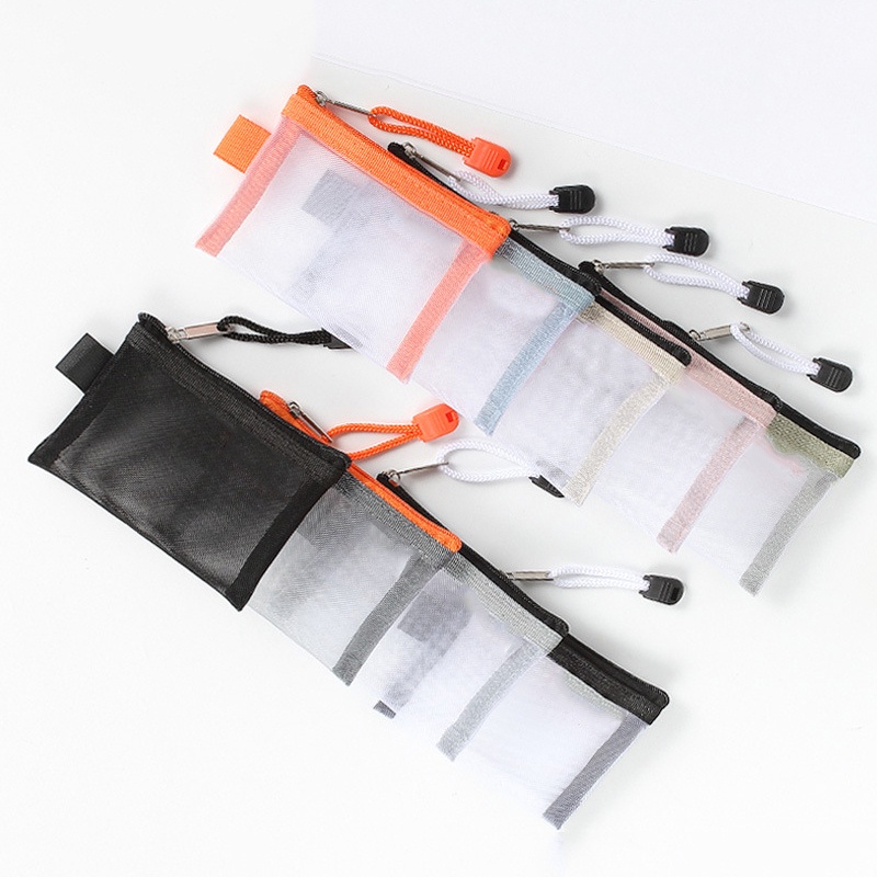 Túi Lưới Nylon Trong Suốt Có Khóa Kéo Dùng Đựng Tai Nghe / Dây Cáp / Tiền Xu