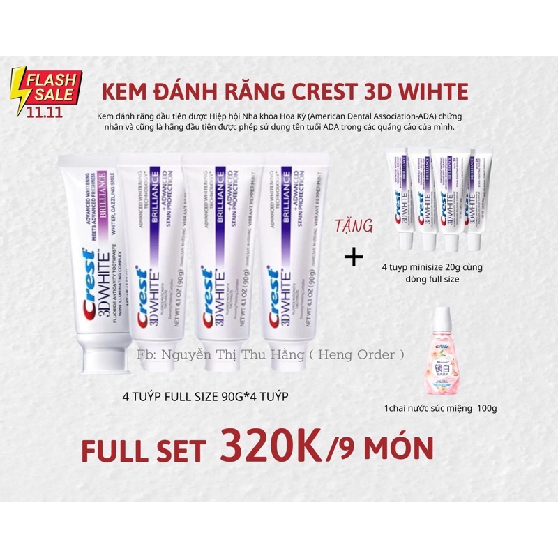 KEM ĐÁNH RĂNG CREST 3D WHITE SET 6 món