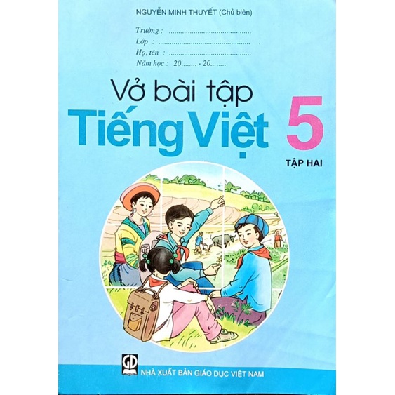 Lớp 5 - Bài Tập Tiếng Việt lớp 5 tập 2 và bìa bao kính
