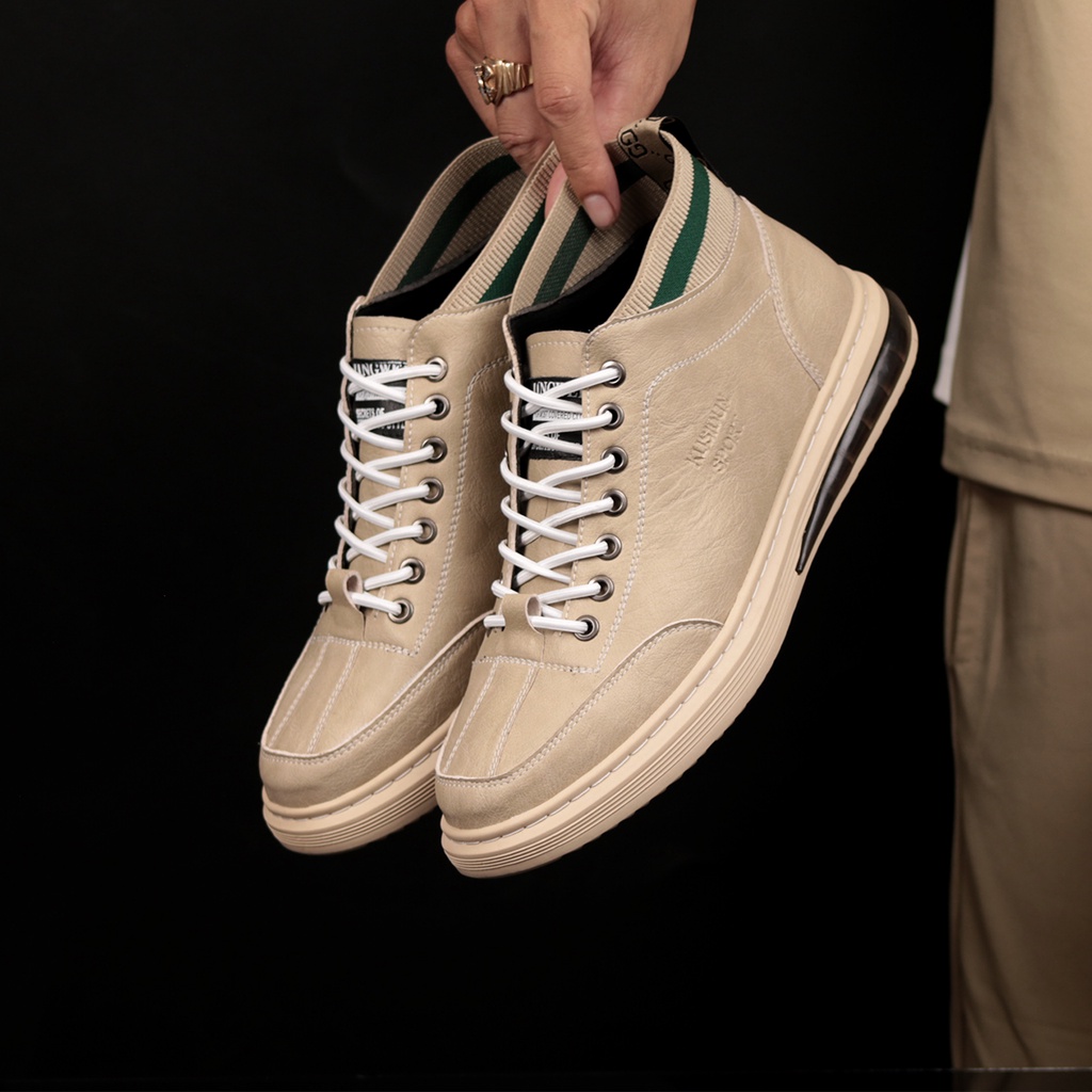 Giày sneaker nam BARITTA cổ lửng da nappa dây thông minh co giãn đế cao su đệm hơi tăng 3cm -  BRT06