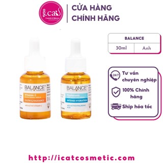 Combo trắng da căng mượt serum Vitamin C + serum Hyaluronic Balance Active Formula 30ml/ chai