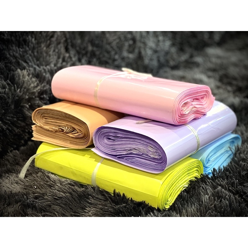 Túi gói hàng niêm phong, túi Pe màu Xanh Pastel, Hồng Pastel ,Tím Pastel lớp keo dán hàng có sẵn nhiều size