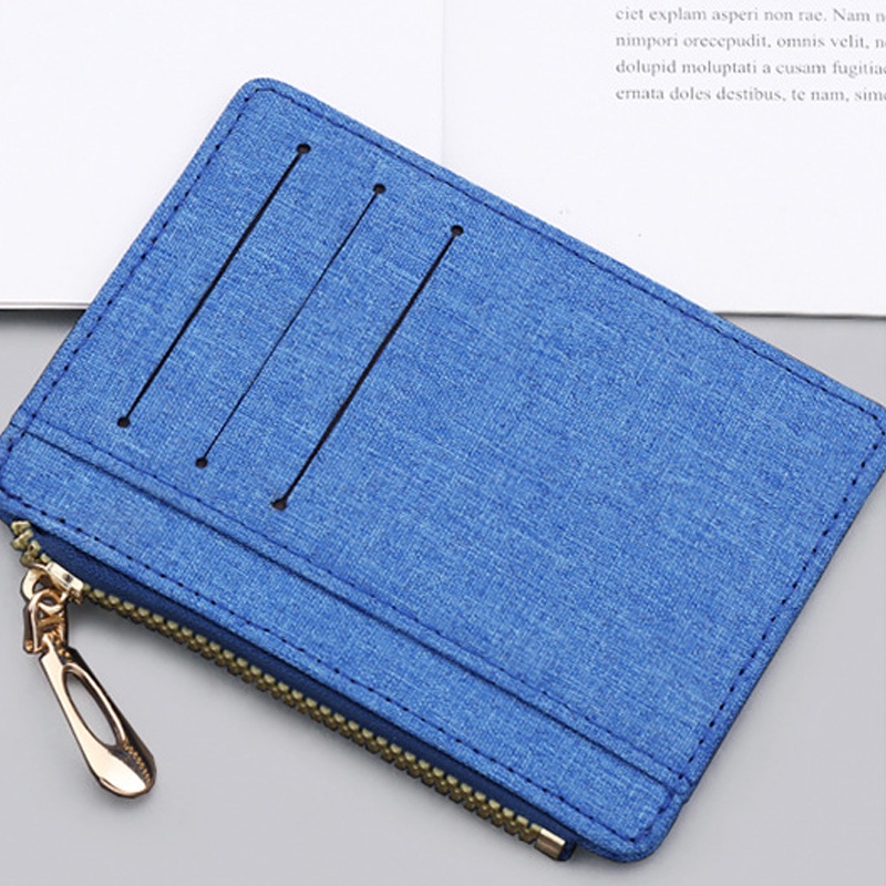 Ailigap Ví Canvas Mini Siêu Mỏng Đựng Bằng Lái Xe Có Khóa Kéo Đơn Giản
