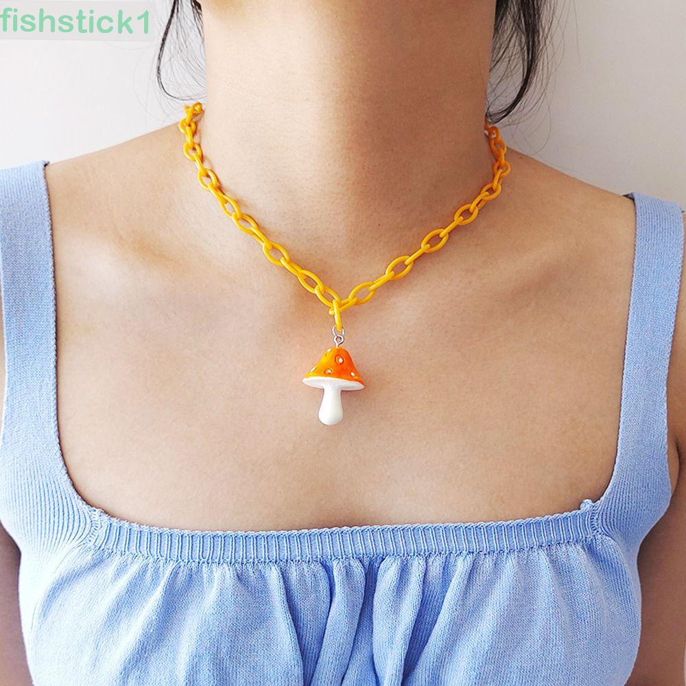 Vòng cổ Mặt Hình Que Cá Bằng Nhựa Màu Trơn Đơn Giản Thời Trang Hàn Quốc Dành Cho Bạn Nữ 1