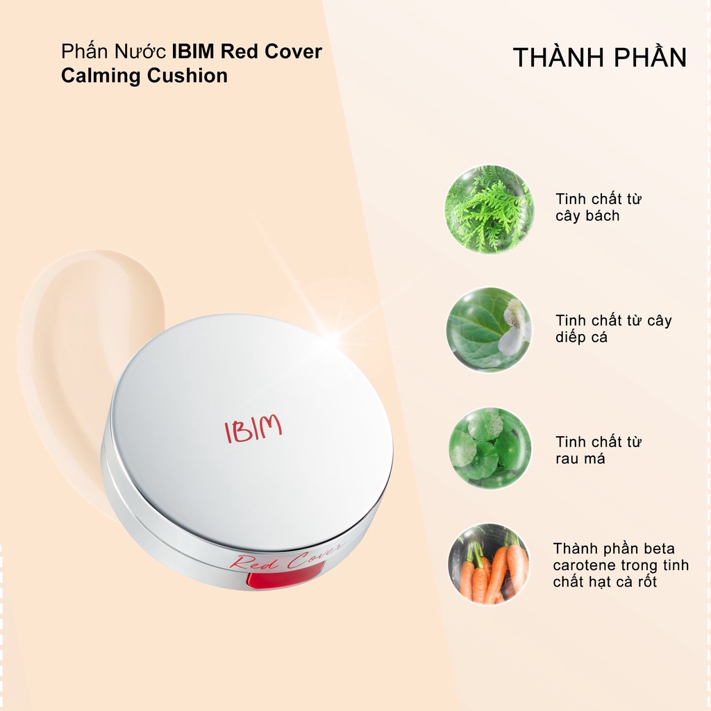 Phấn Nước Che Phủ Mỏng Mịn IBIM Red Cover Calming Cushion SPF50+/PA++++