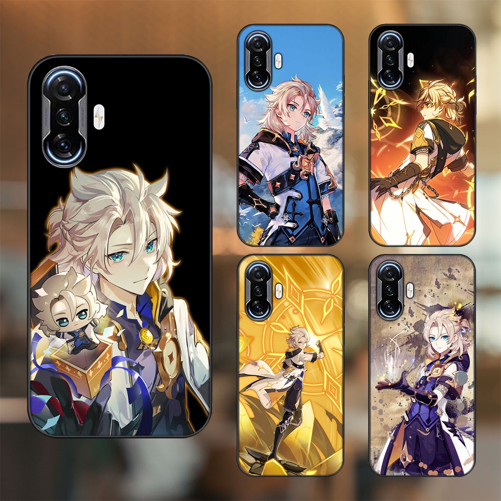 Ốp lưng Xiaomi K40 Gaming viền đen in hình Albedo Genshin Impact