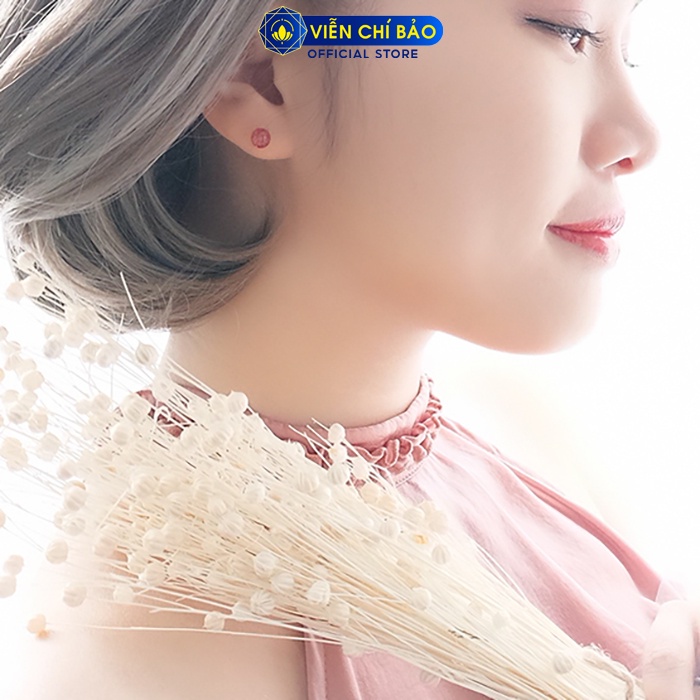 Bông tai bạc nữ đính đá dâu tây chất liệu bạc 925 thời trang phụ kiện trang sức nữ Viễn Chí Bảo E042