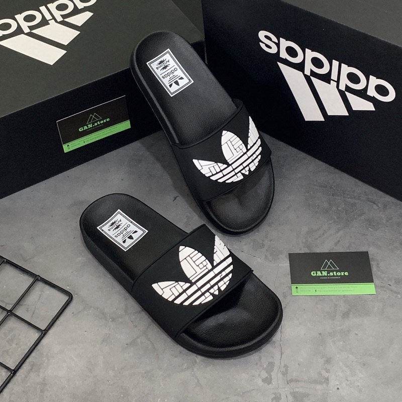 DÉP ADIDAS ADILETTE TRẮNG LOGO ĐEN - Xinh xắn full box