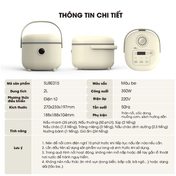 Nồi Cơm Điện Đa Năng Dung Tích 2L Bear DFB-B20A1