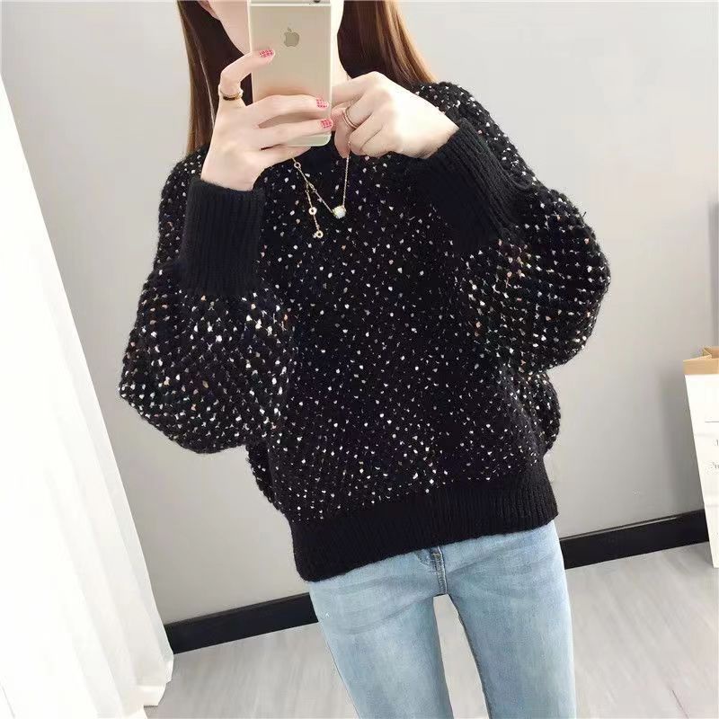 Áo Sweater Dệt Kim Cổ Tròn Dáng Rộng Thời Trang Thu Đông