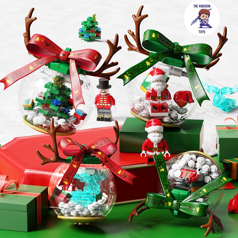 Đồ Chơi Lắp Ráp Giáng Sinh Noel Mô Hình Quả Cầu Trang Trí Cây Thông Phát Sáng / Ông Già Tuyết 601168