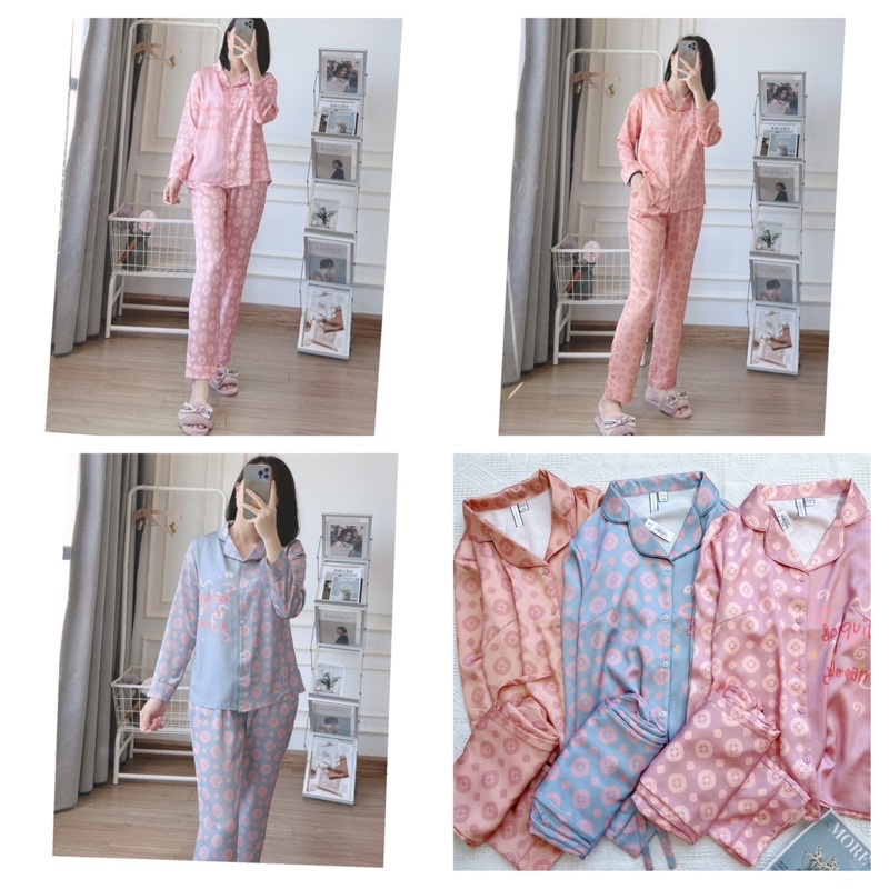 B22 - Bộ pyjama lụa dài tay VIC