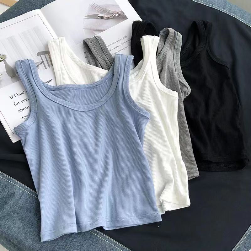 Kamyl Áo Ba Lỗ Nữ Xuất Khẩu Dáng Croptop Cotton Tăm Siêu Mềm Mịn